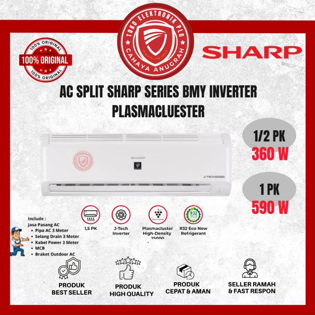 AC Sharp Plasmacluster AHA5BMY / AHA7BMY / AHA9BMY 1/2PK / 3/4PK / 1PK AC Plasmacluster Sharp Garans