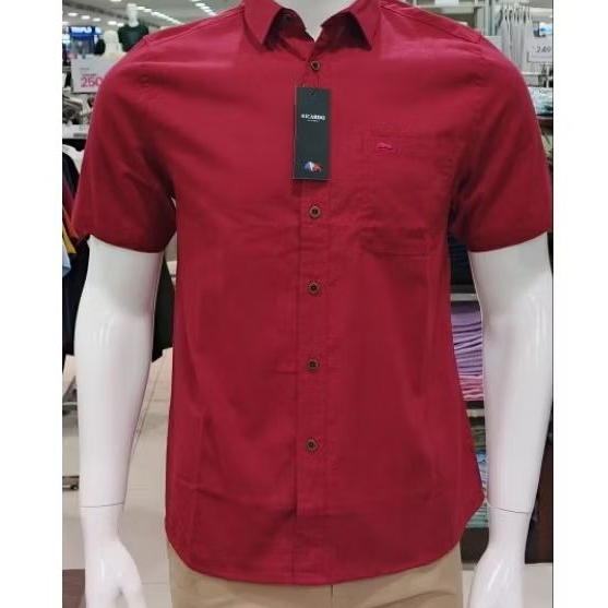 KEMEJA LENGAN PENDEK RICARDO ORIGINAL MERAH TERANG PREMIUM