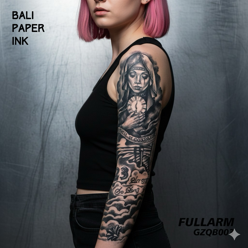 Bali Paper Ink GZQB003 Maria Fruit Ink Tatto Temporary Premium Tato Temporer Full Lengan - Tato Leng