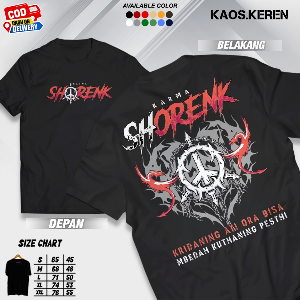KAOS DISTRO PRIA " KARMA SHORENK " KAOS KEREN ATASAN ADEM PRIA DEWASA