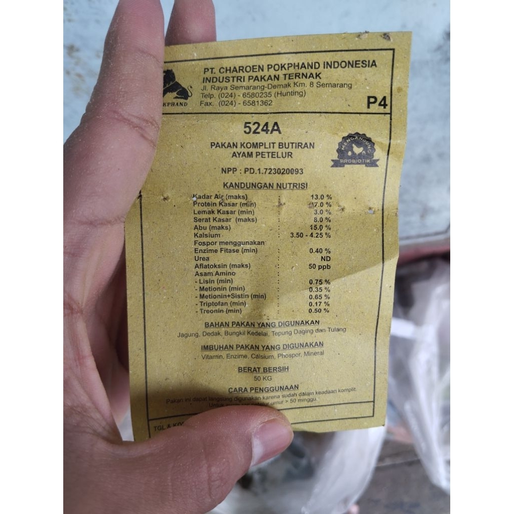 Pakan Ayam Petelur - Charoen Pokphand 524A (1kg)