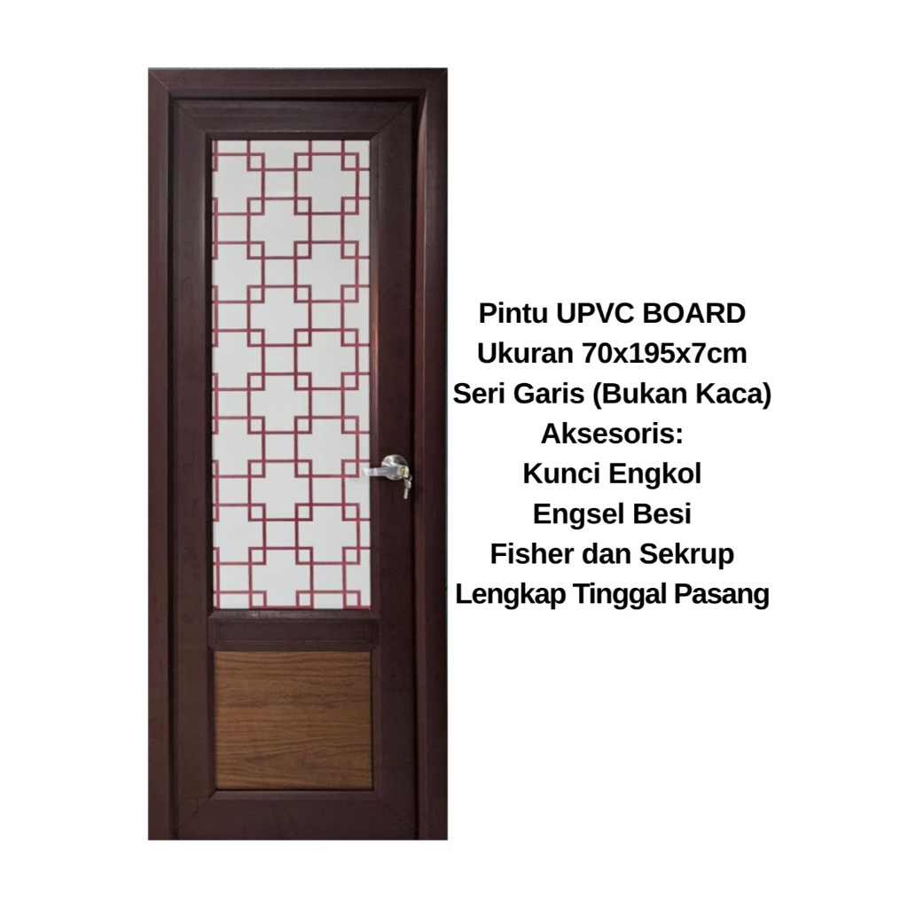 PINTU KAMAR TIDUR/KAMAR MANDI UPVC BOARD CUSTOM (90x210)-(85x210)-(80x200)-(70x195)