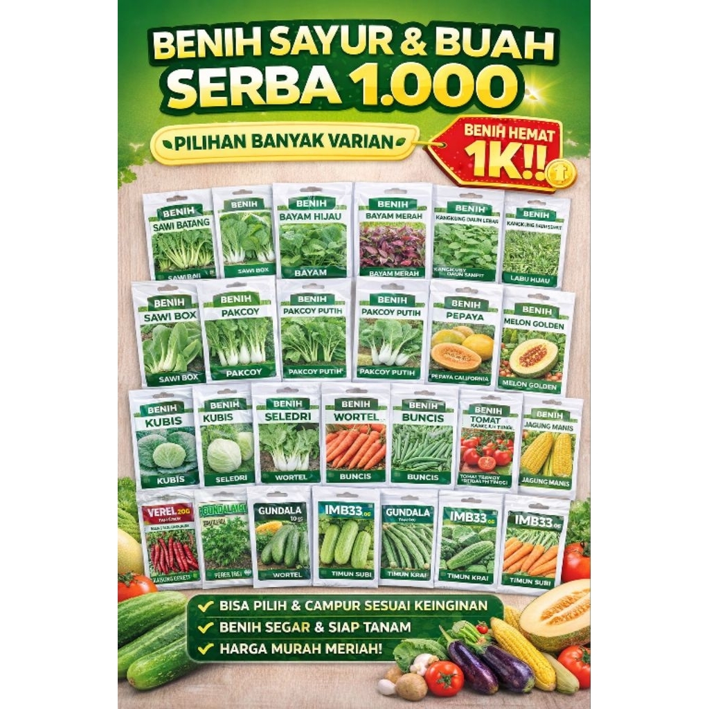 SERBU Benih Serba Seribu - Benih Sayur-sayuran - Benih Sayur Daun dan Sayur Buah