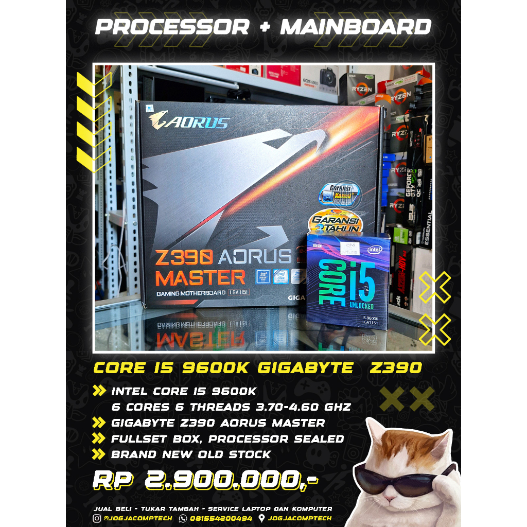 Processor Intel Core i5 9600K Motherboard Gigabyte Z390 Aorus Master LIKE NEW