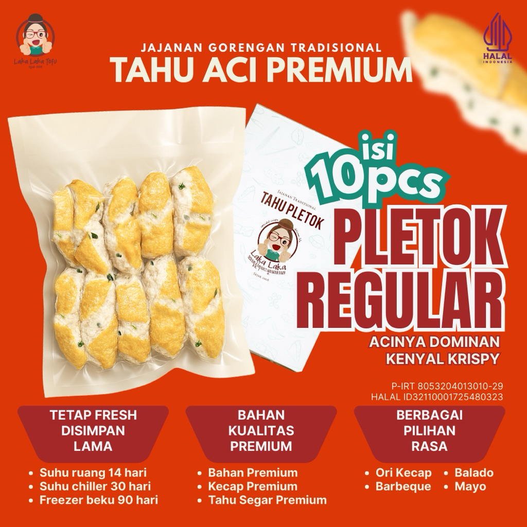 Tahu Aci Pletok REGULAR Laka-Laka Tofu Cemilan Gorengan Vacuum Khas Tegal Asli Frozen
