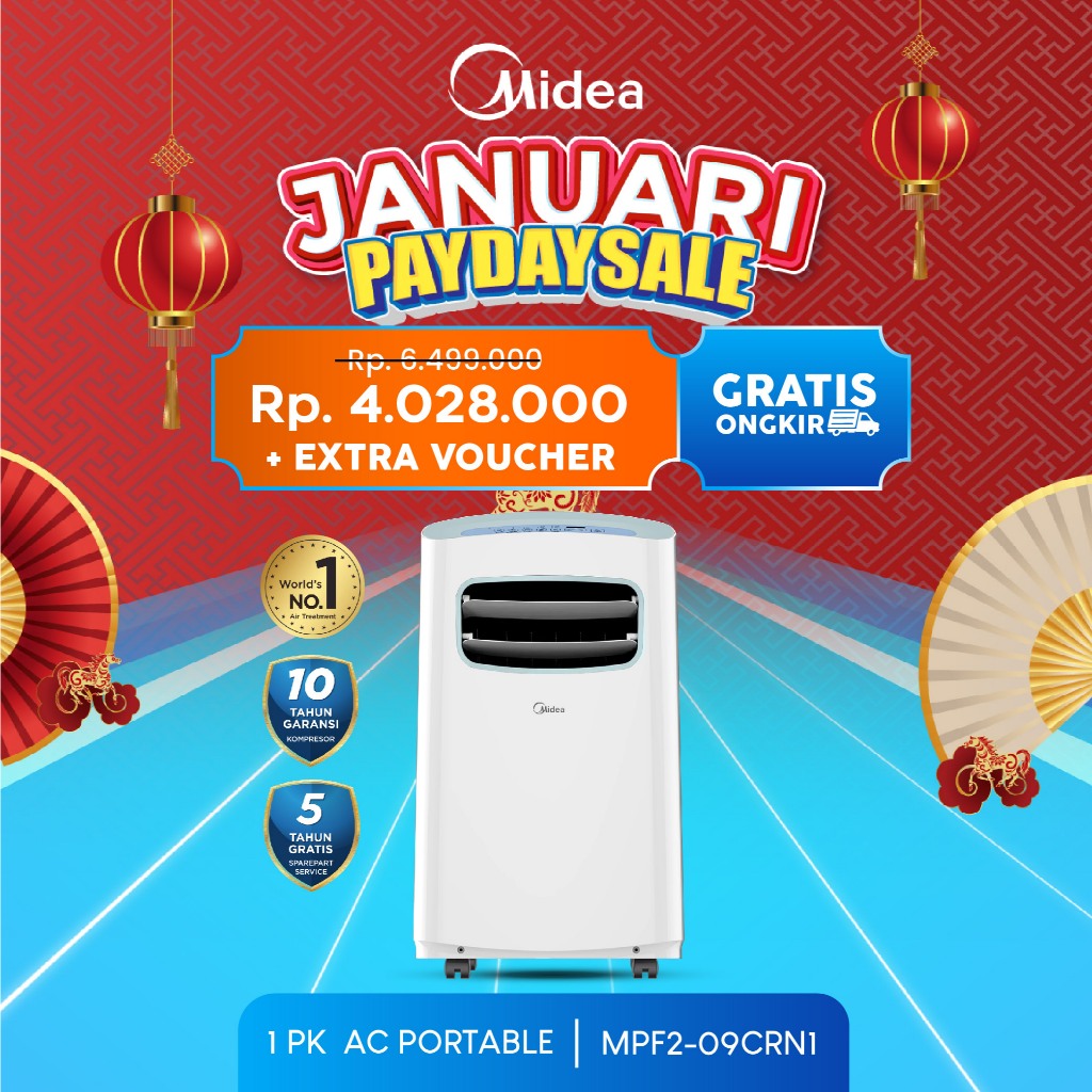 Midea MPF09CRN AC Portable 1 PK - Pengatur Suhu Rumah Tangga