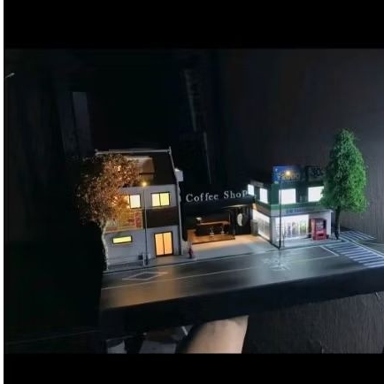Diorama 1/64 cafe minimarket gedung