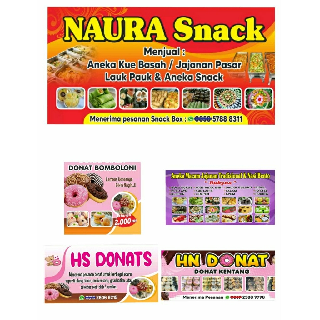SPANDUK BANNER TOKO KUE, BOLU, JAJANAN PASAR, DONAT, FROZEN FOOD