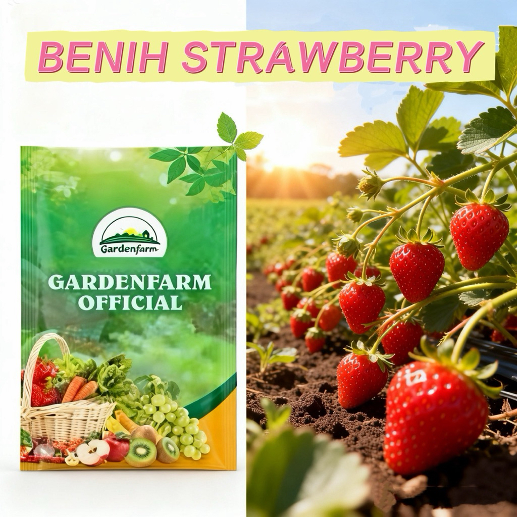GARDENFARM - Benih Buah Strawberry Jumbo Premium isi 300 biji Benih Unggul Buah Strawberry Tanaman B