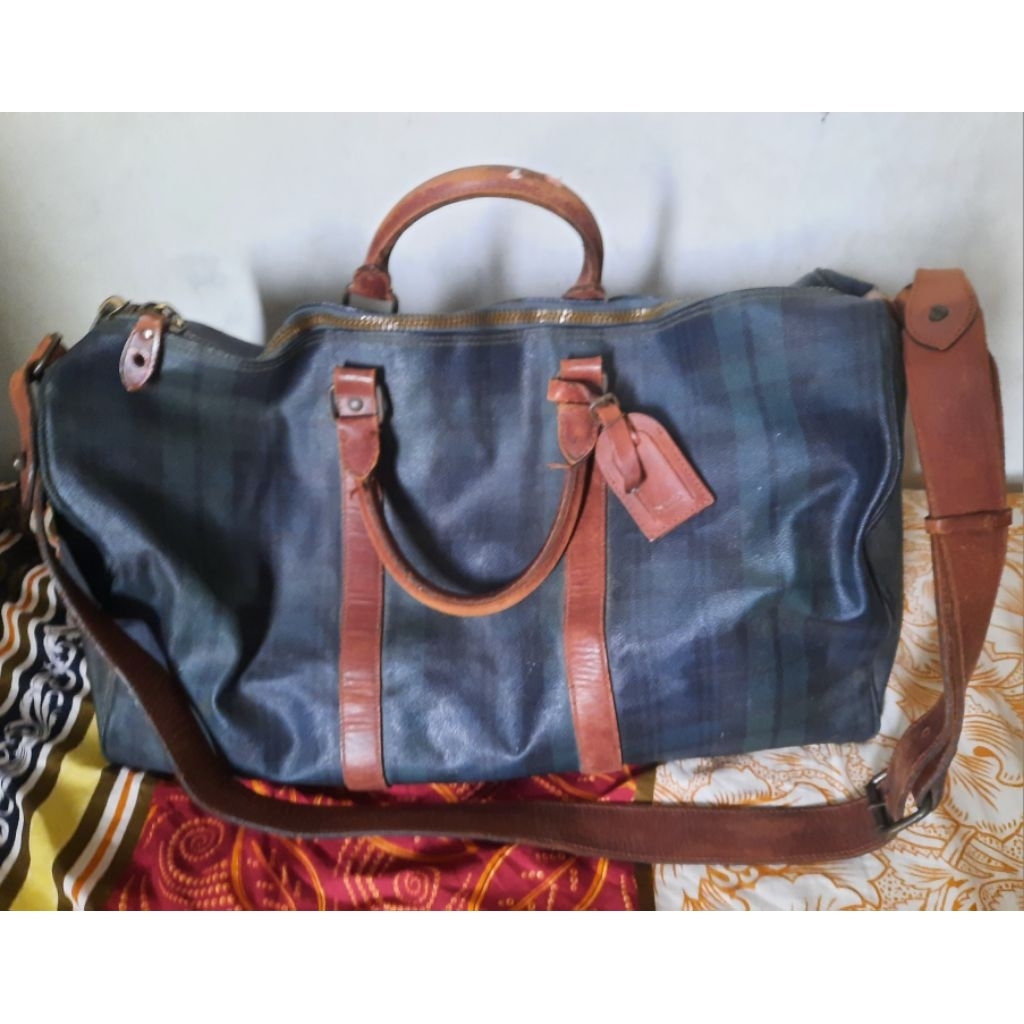 #tas POLO RALPH LAUREN Classic Green Plaids Tarta XL Overnight Duffle Bag  lama #vintage #pajangan #