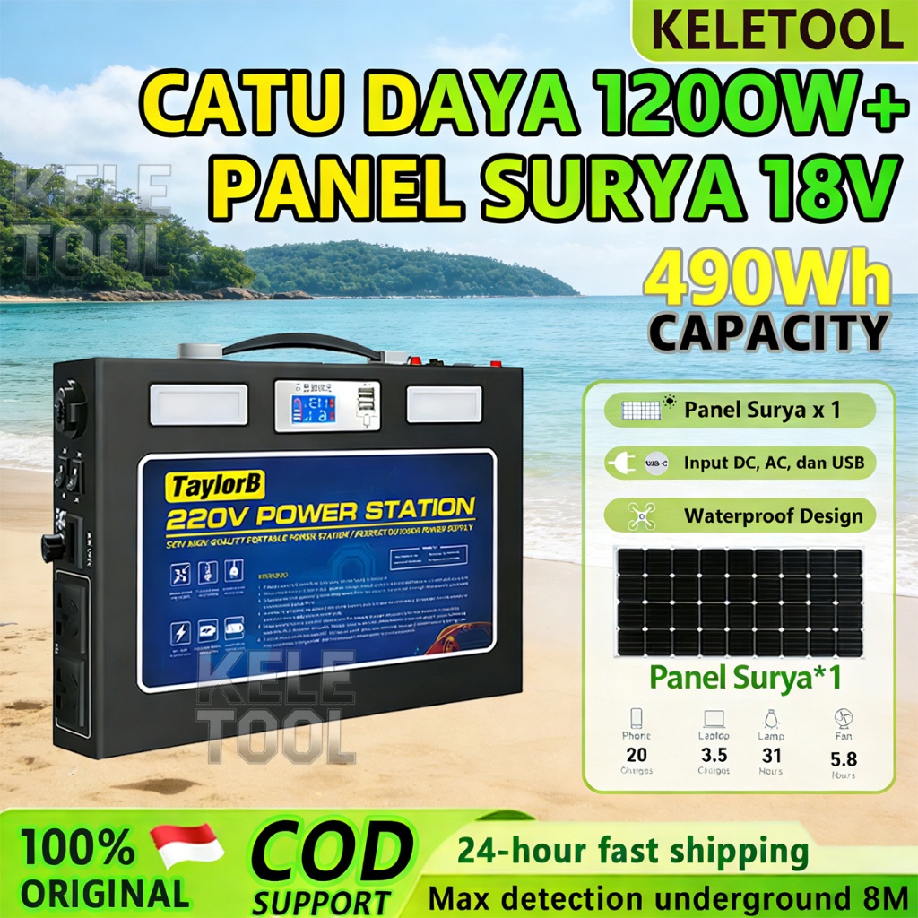 [Ready] Portable Power Station Outdor camping AC/DC/USB/TYPE-C 220V 400W/800W/1200W Baterai Camping 