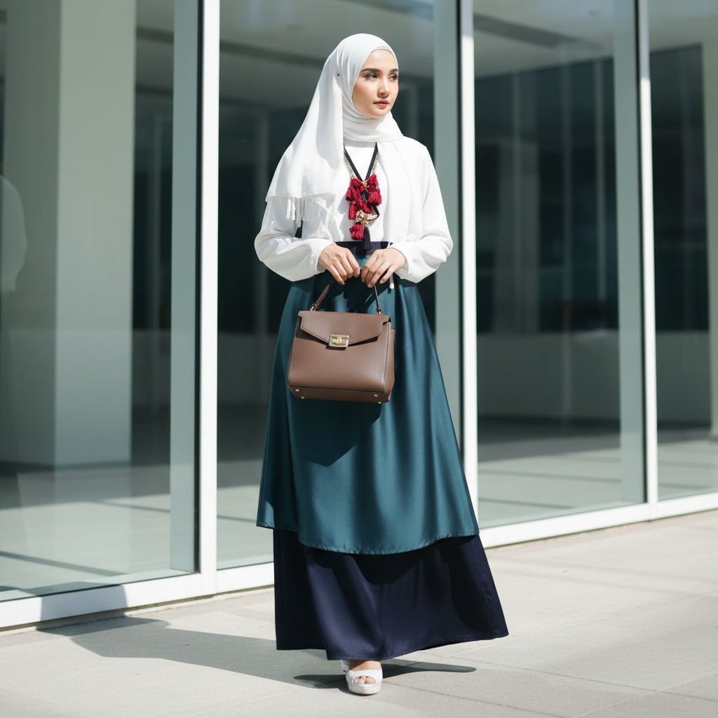 Zaskia Sungkar - Jasmine Skirt | Rok Tumpuk Sateen 2 Lapis Warna Navy Blue Size S