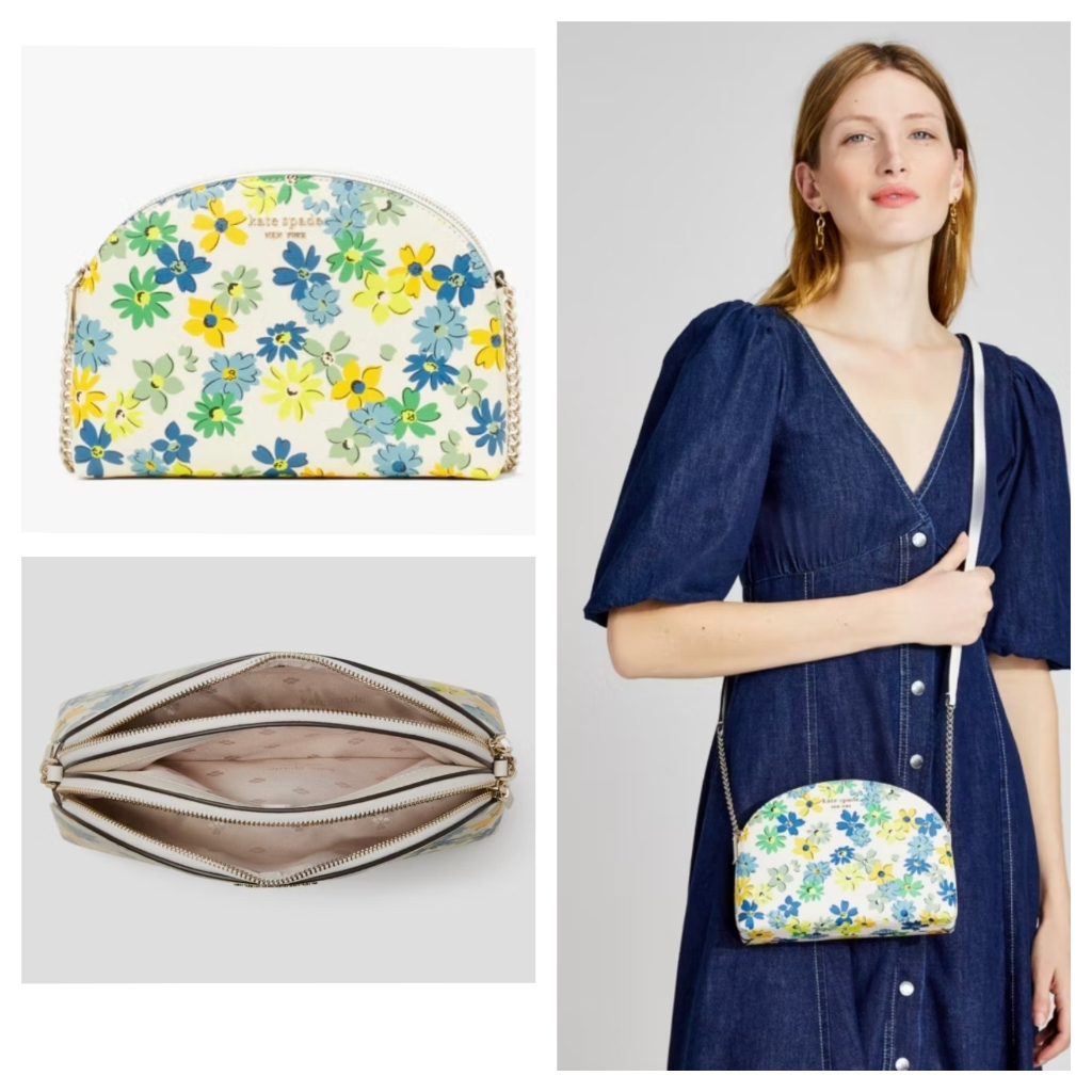 Tas KS K6475 Spencer Double Zip Dome Crossbody Bag Floral Medley 21x15x6cm