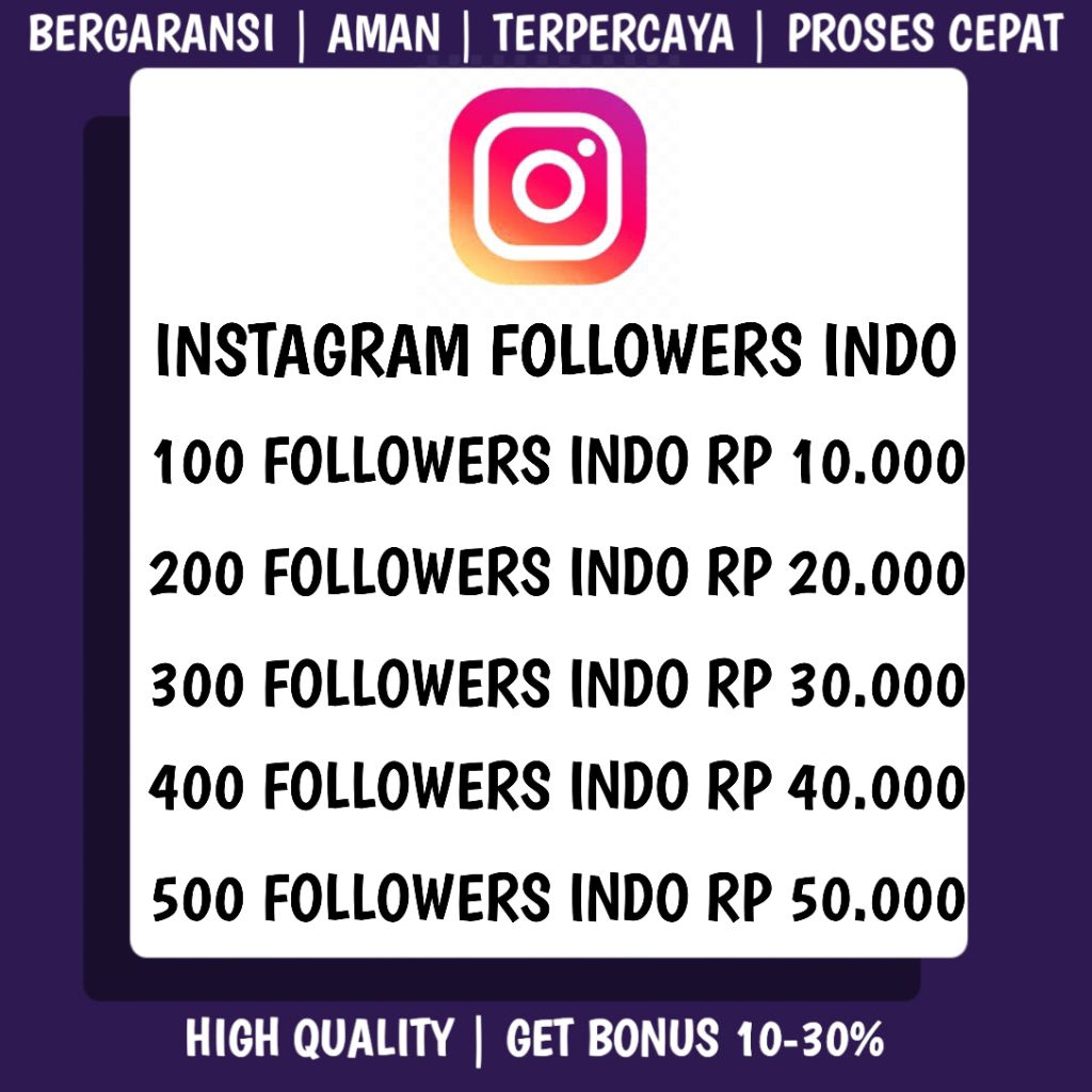 Instagram Followers Indonesia Termurah Real Aktif Permanen No Drop Bonus++