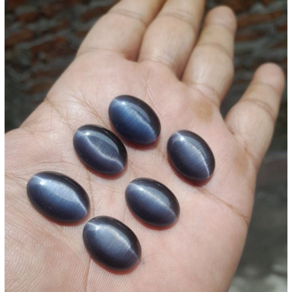 Batu Akik Mata Kucing Hitam 18x13 mm