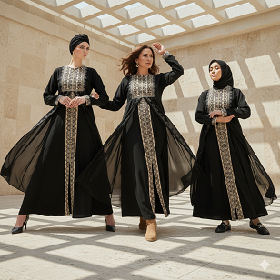 Gamis Abaya Turki Dewasa Remaja Jersey Kombinasi Payet Bordir Double Layer Hitam Resleting Depan