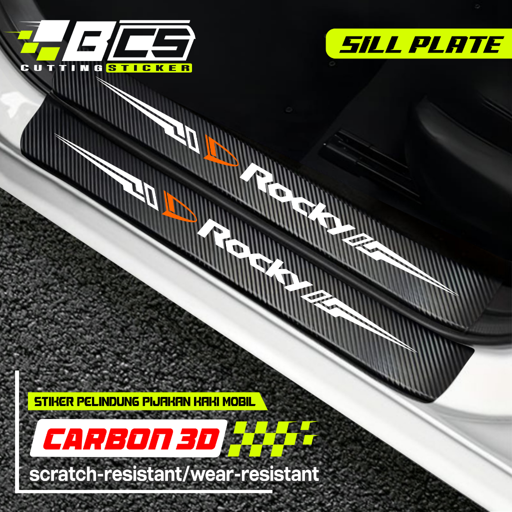 9PCS STICKER CARBON MOBIL ROCKY STICKER KARBON 3D SILLPLATE MOBIL DAIHATSU ROCKY