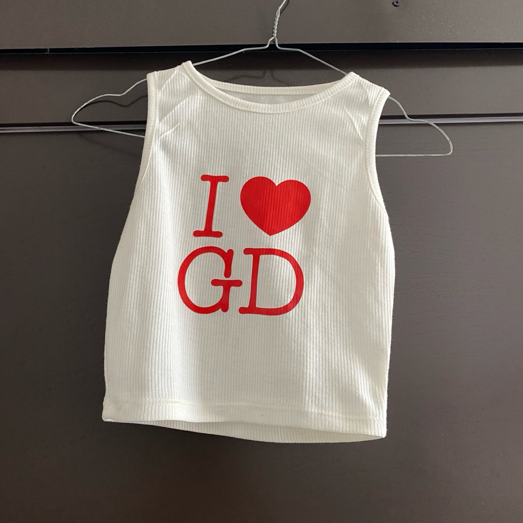 Crop Top Baby Tee Tanktop White Red Tulisan