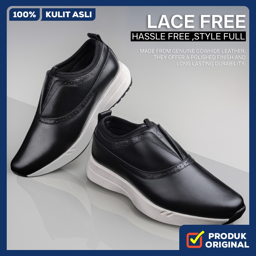 VINCI SNEAKS BLACK ORIGINAL x KENZIOS Sepatu Loafers Hitam Pria Kulit Sapi Asli Formal Casual Kerja 