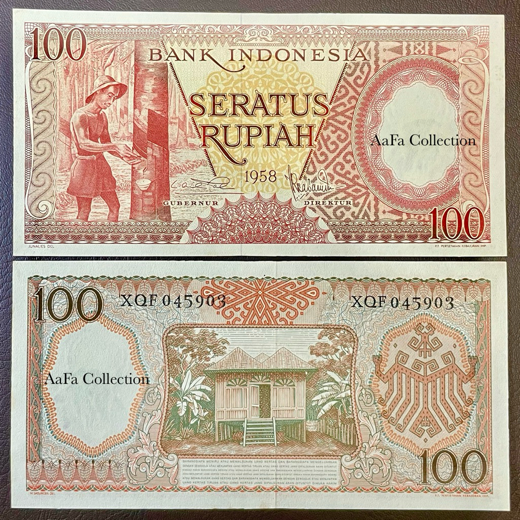 UANG KERTAS KUNO 100 SERI PEKERJA 1958 SERI X/REPLACEMENT