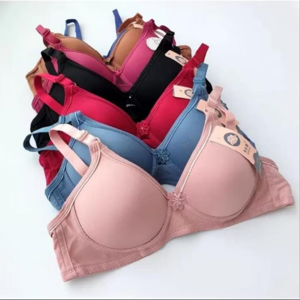 Grosir Isi 6pcs Bra BH Tanpa Kawat Lingcao Bra Wanita Dewasa Cup Besar Busa