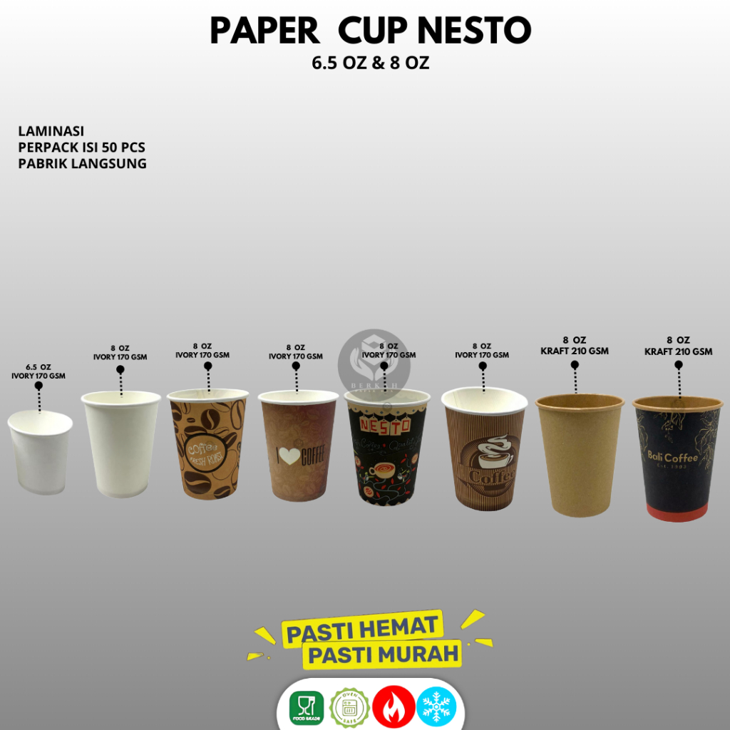 Paper Cup 8 oz Gelas Kopi Krat Motif Gelas Kertas Coffee Minuman (Isi 50 Pcs-PCK8M)