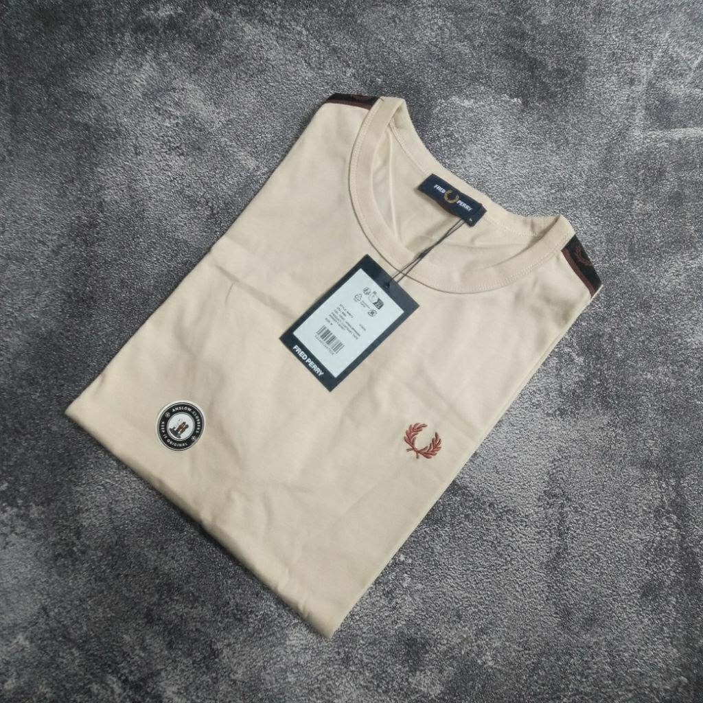 T-shirt Fred Perry Contrast Ringer Taped Oatmel