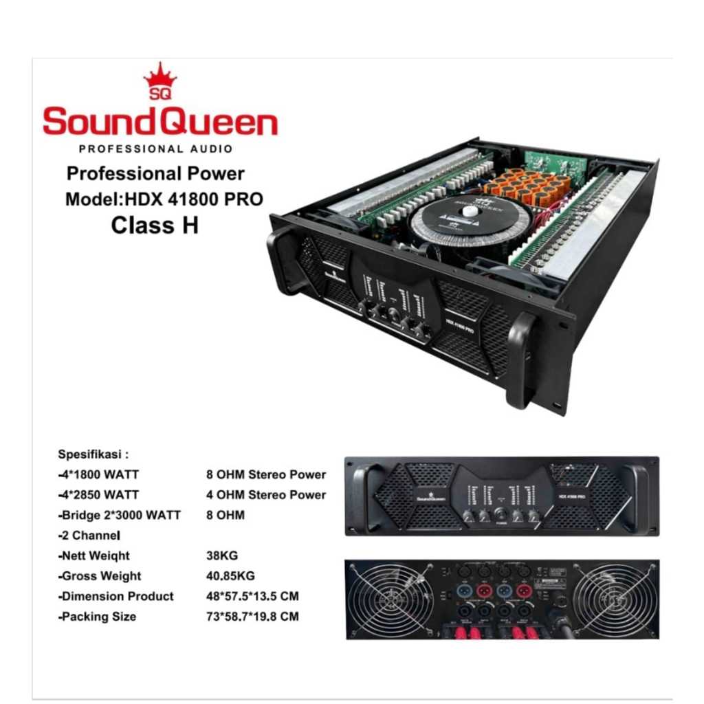 Power Soundqueen HDX 41800 PRO Power Amplifier 4 Channel 4x1800W 4x2850W 2x3000W