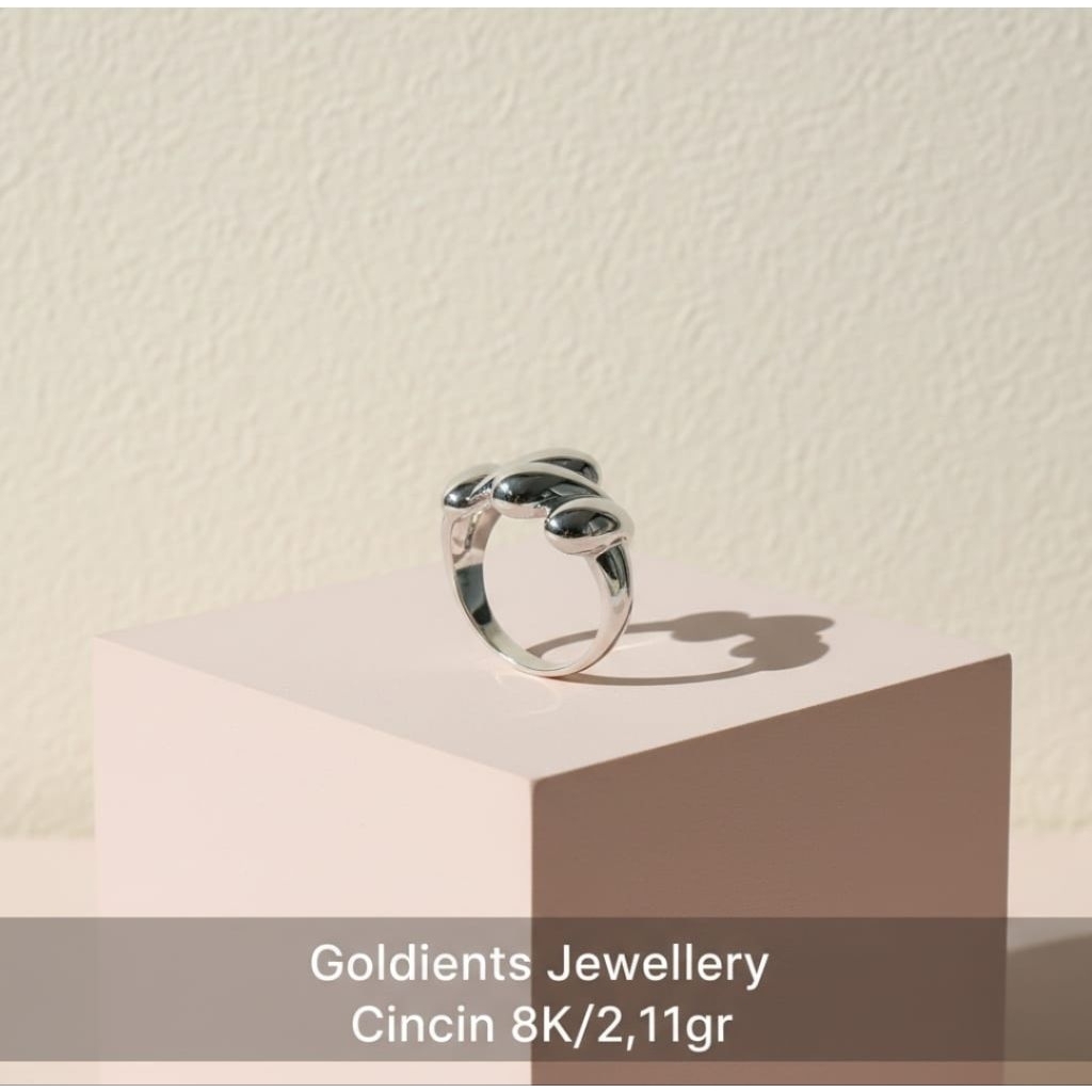 cincin bvlgari emas putih//emas asli 8k