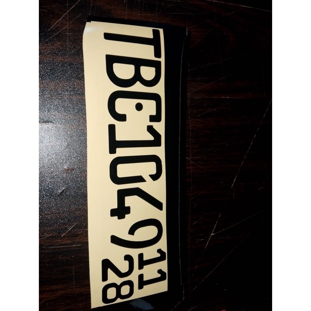 stiker cutting huruf dan angka plat nomor motor font baru