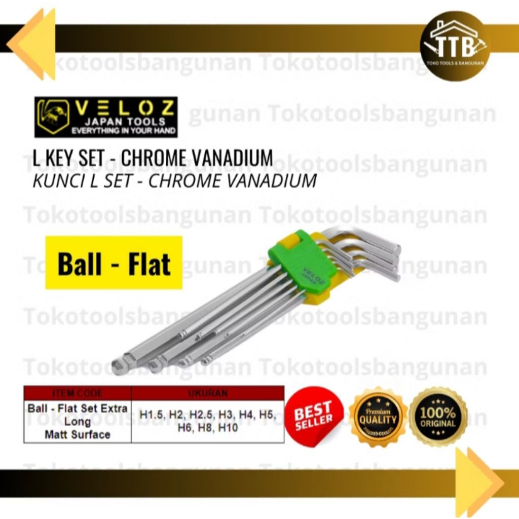 VELOZ Kunci L Set Panjang BALL-FLAT
