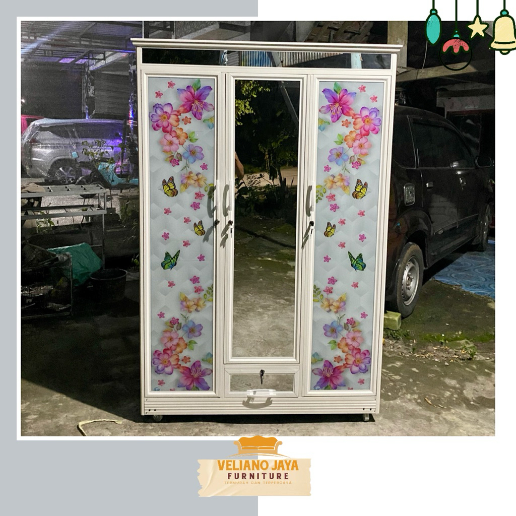 Lemari 3 Pintu + 1 Laci // Lemari Alumunium 3 Pintu + 1 Laci