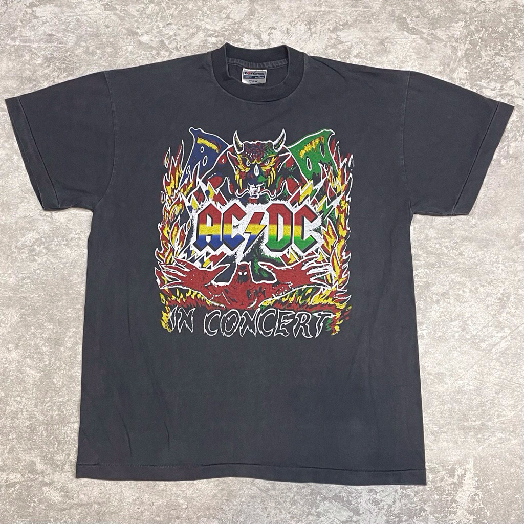 KAOS BAND FADED TAG HANES ACDC ON TOUR