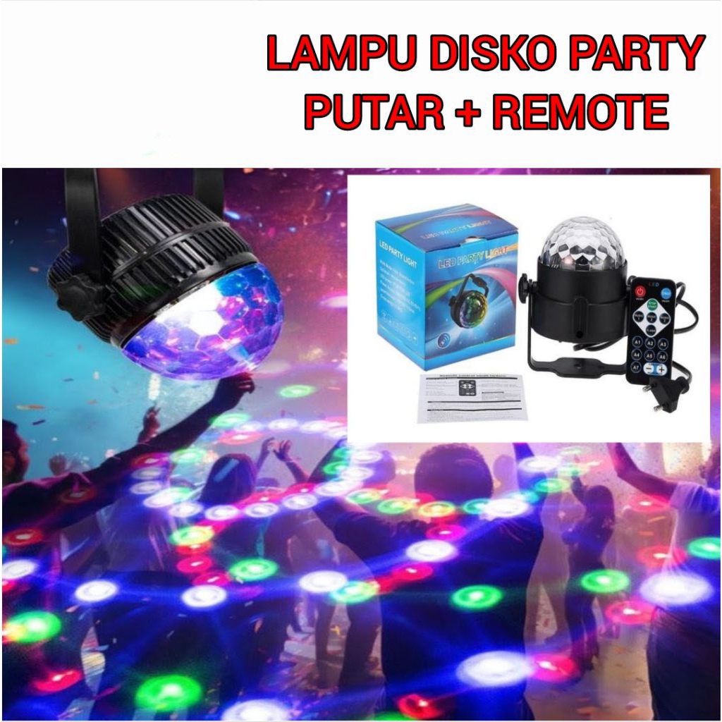 LAMPU LED DISKO PARTY PUTAR + REMOTE
