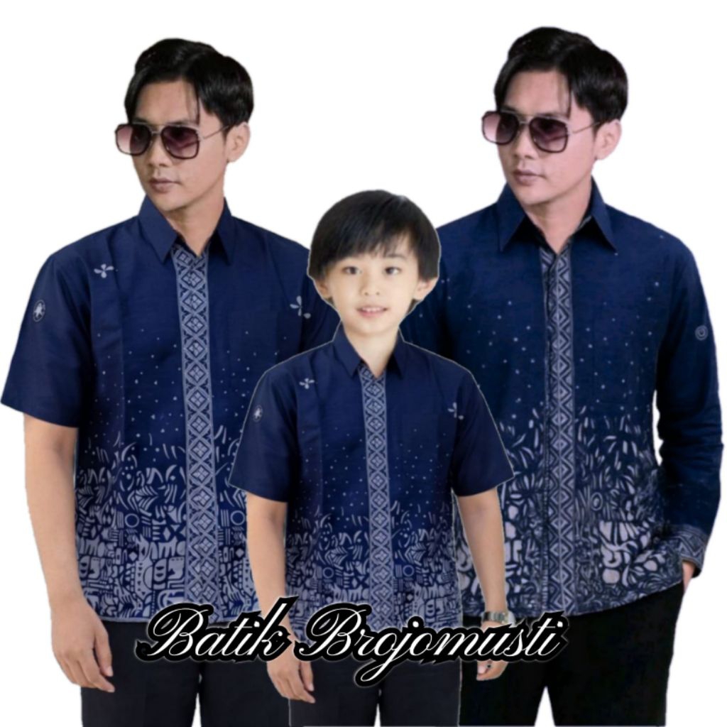 Baju batik pria lengan pendek kemeja seragam pesta kain katun halus tebal