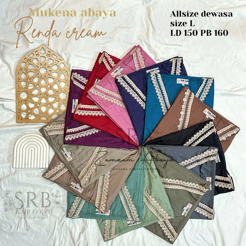 mukena abaya renda cream parasut premium by zamzam lebaran 2026 mukena travel ldii jokam354