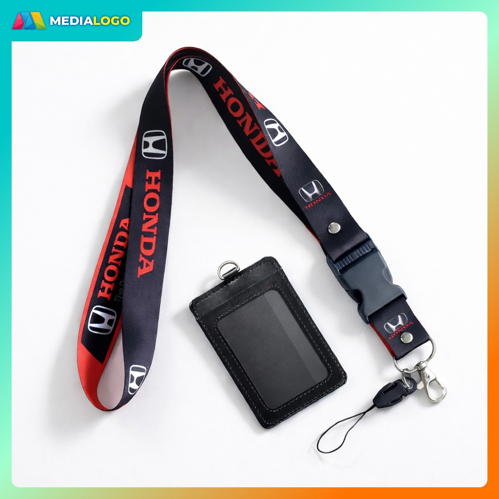 Lanyard ID Card Honda Premium Hitam Merah | Tali ID Honda