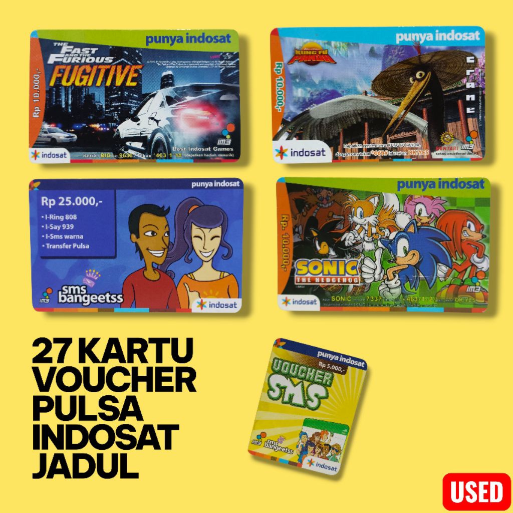 Paket 27 Kartu Voucher Pulsa Indosat im3 Jadul Tahun 2000an - Kolektor Jadul Nostalgia Generasi 90an