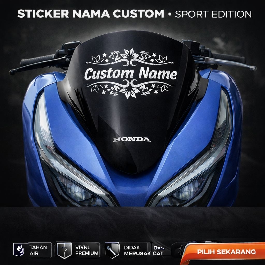 ELVANOS Stiker Visor  Motor PCX NMAX LEXY Cutting Stiker Custome NAMA FREE CUSTOM DESAIN