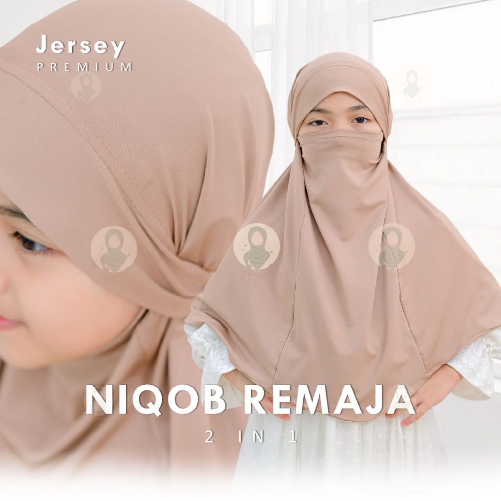 Hijab French Khimar Niqob Anak Remaja Jersey Premium I Hijab Cadar Anak I French Khimar Anak