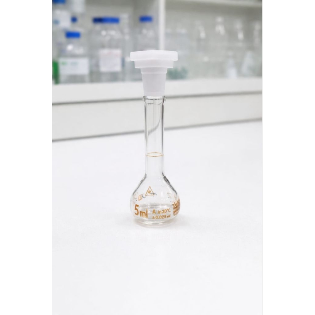 Labu Ukur 5 ml + Tutup Plastik Volumetric Flask -Iwaki