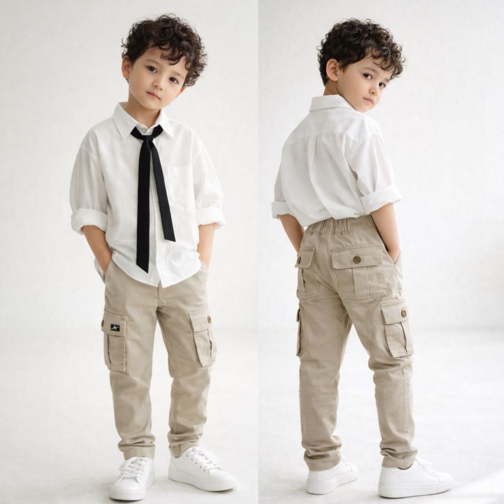 Celana Kargo Anak Usia 4 -12 Tahun Bahan Tuwil Katun Kombet Strit Non Strit Panjang Premium