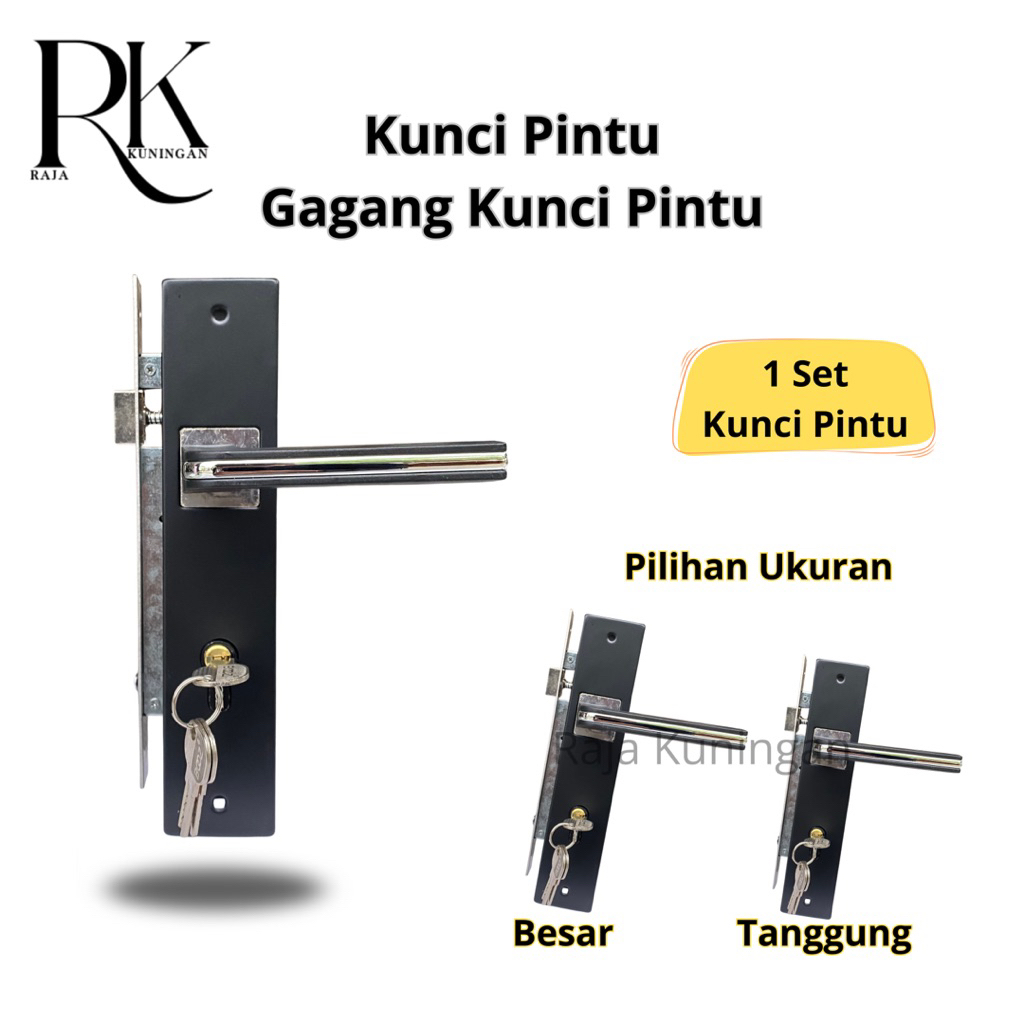 Kunci Pintu Rumah Hitam List Chrome / Kunci Pintu Rumah Premium