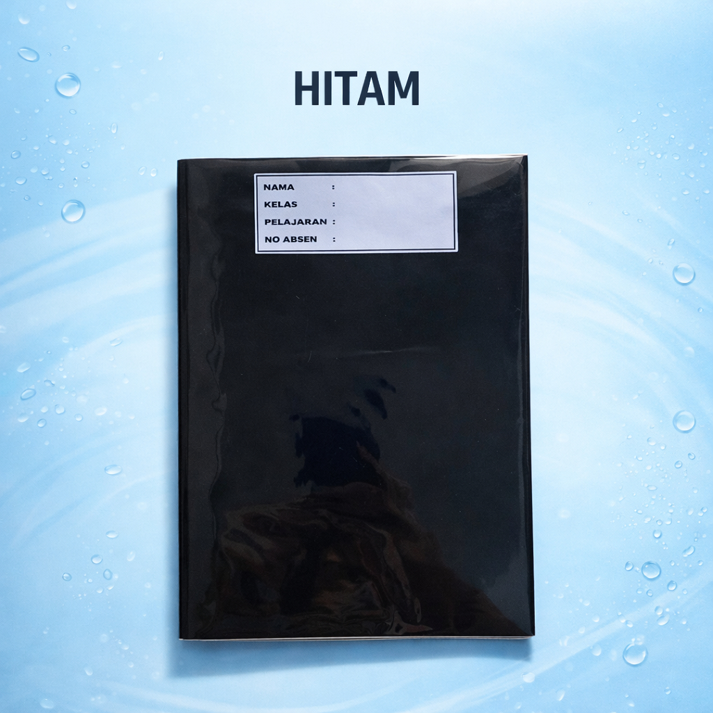 buku tulis sudah disampul sukung warna hitam dan sampul plastik (tinggal pakai)
