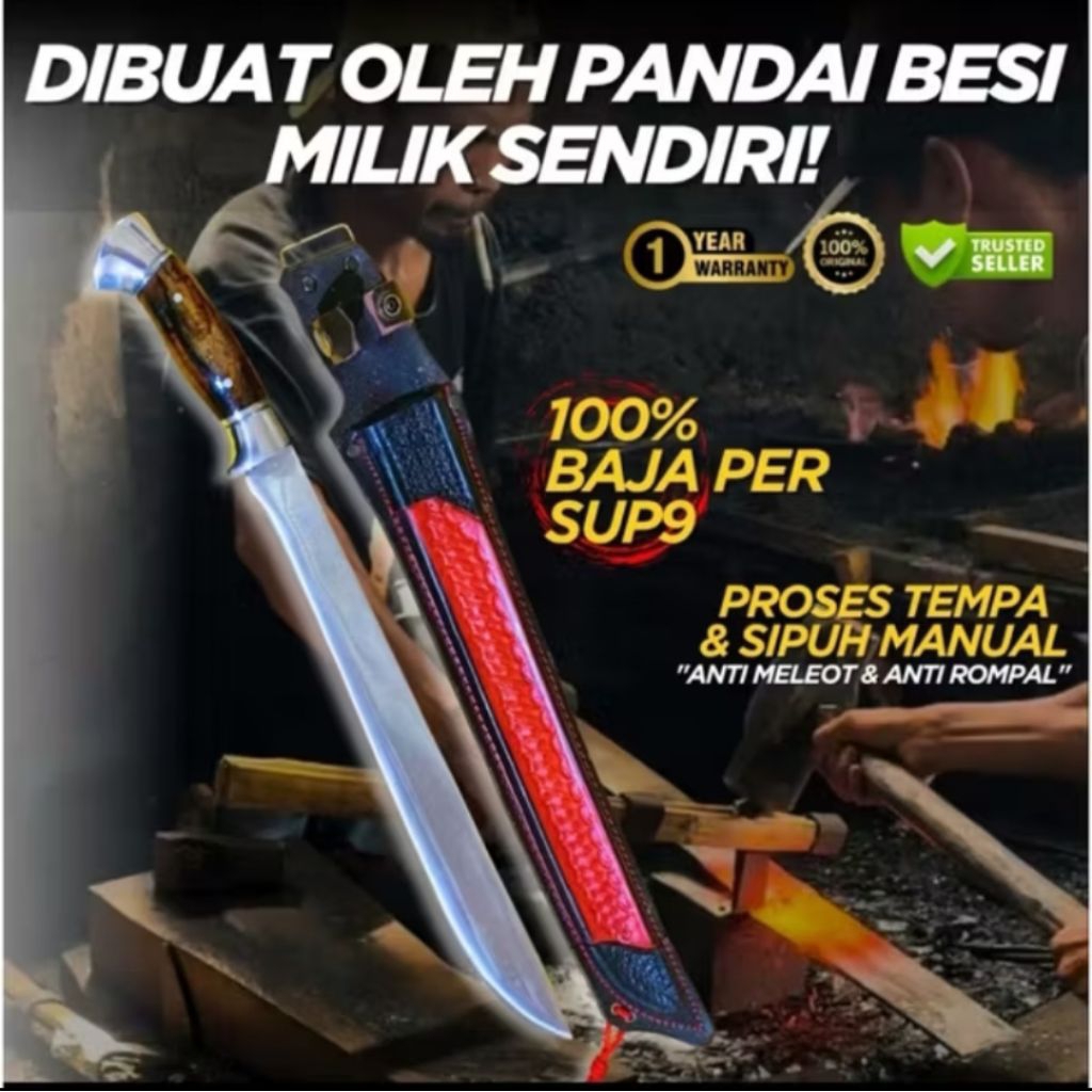 Golok Kebun Baja Per SUP9 | Tempa Manual | Tajam & Tangguh
