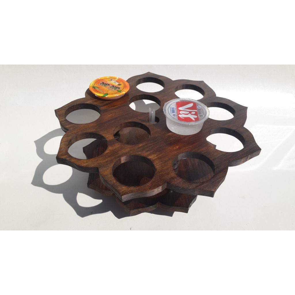 senthong adenium mineral coaster kayu tatakan air mineral gelas kayu wadah air mineral tempat air mi