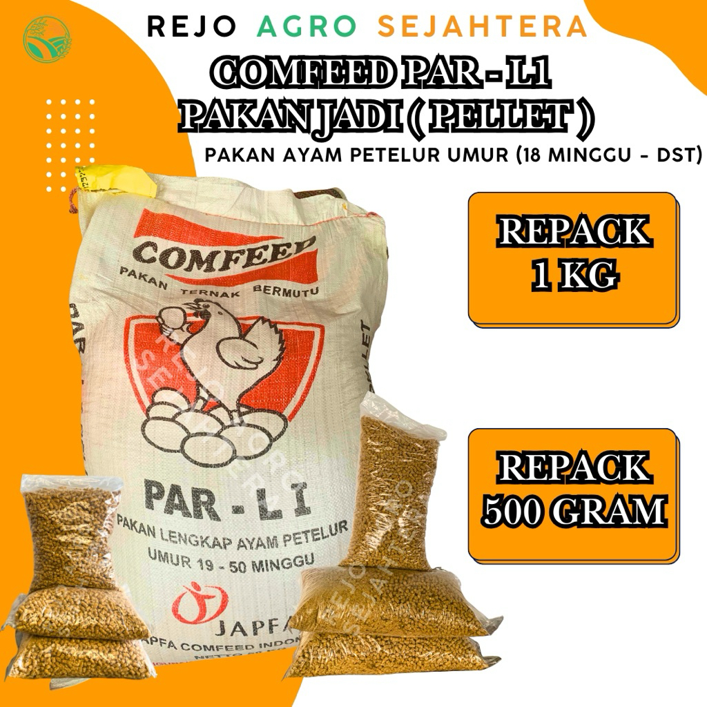 Pakan Ayam Petelur Usia 19 - 50 Minggu Comfeed Japfa Par-L 1 Pellet Eceran Per Kg