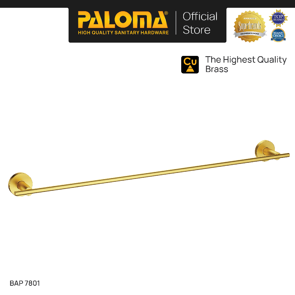 PALOMA BAP 7801 Rak Handuk Baju Gantungan Hanger Wall Dinding Kamar Mandi Brass Kuningan Gold Emas