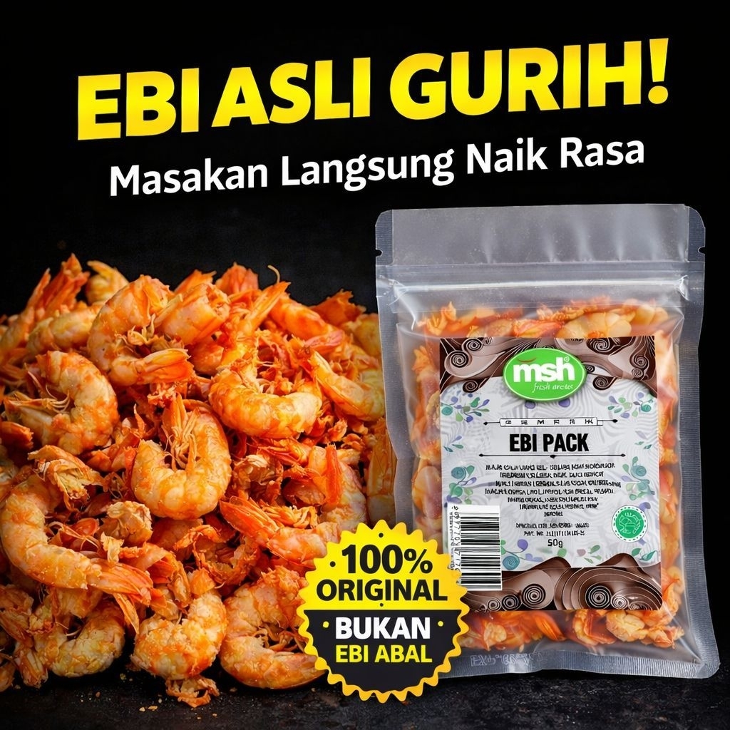Ebi Pack 50gr , Ebi Kering Asli , Ebi Kering Murni , Ebi Kering Bersih , Ebi Kering Premium