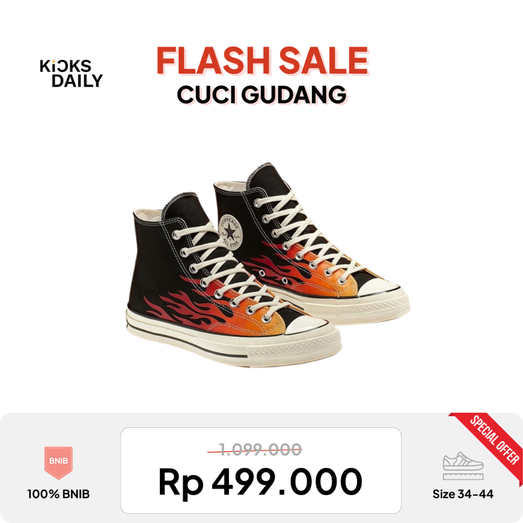 Sneakers Converse 70s High BW Black And White Archive Flame Print 100% BNIB Global Market Original